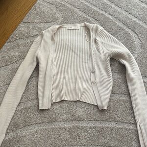 Pull&Bear Cream Ribbed Cardigan
